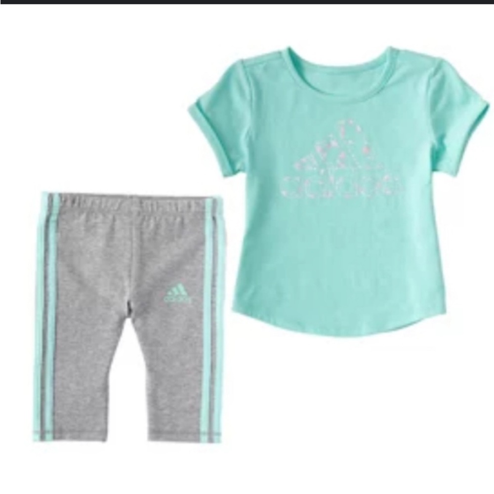 Adidas Mint Green and Gray Kids Outfit